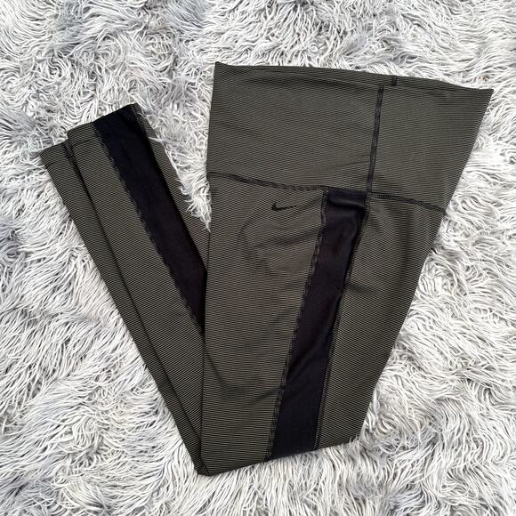 Nike Dri Fit High Waist Full Length Foldable Leggings Striped Yoga Pants Women M - Picture 1 of 8